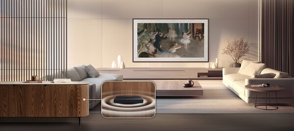 A One Connect Box sem fio do Frame Pro permite uma configuração sem confusão.