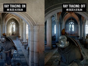 Crimson Desert Ray Tracing ativado ou desativado.