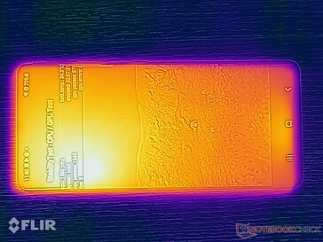 A frente do Galaxy S21 Ultra fica quente em lugares. (Fonte de imagem: NotebookCheck)