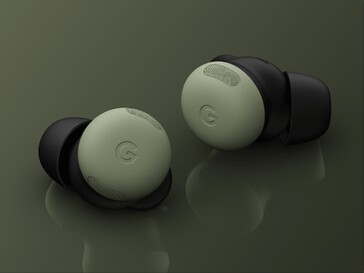 Pixel Buds 2 Pro na cor verde musgo.