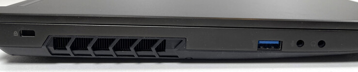 Esquerda: Kensington Lock, USB-A 3.2 Gen. 2, conector de microfone de 3,5 mm, conector de fone de ouvido de 3,5 mm