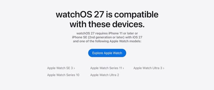 o watchOS 27 só é compatível com alguns smartwatches.