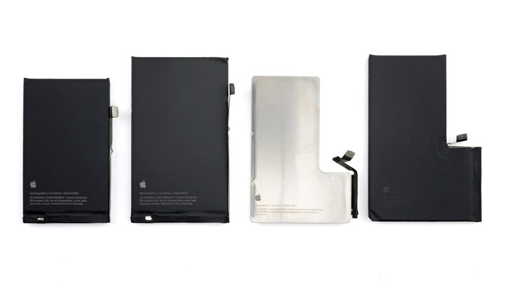 A bateria do iPhone 16 Pro já tem uma carcaça de alumínio, ao contrário das encontradas no iPhone 16, iPhone 16 Plus e iPhone 16 Pro Max (Bildquelle: iFixit)