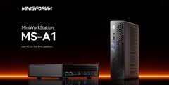 O mini PC Minisoforum MS-A1 com componentes internos AMD e até 96 GB de memória custa a partir de US$ 259 para a versão básica. (Fonte da imagem: Minisforum)