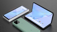 Um conceito de renderização de como um smartphone Pixel dobrável poderia parecer. (Fonte de imagem: Waqar Khan)