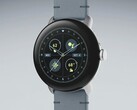 O Pixel Watch 2 com sua nova pulseira de couro Moondust Crafted. (Fonte da imagem: Google)