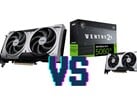 MSI GeForce RTX 5060 Ti Ventus 2x OC Plus 16 GB (esquerda) e 8 GB (direita) variantes. (Fonte da imagem: Mindfactory, editado)