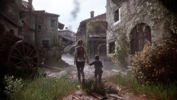 Uma imagem mostrando Amicia e Hugo em A Plague Tale: Innocence.