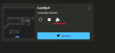 Uma captura de tela destacando o ícone de quebra-cabeça no bloco ComfyUI na Matriz de Estabilidade. (Fonte da imagem: Captura de tela do Windows)