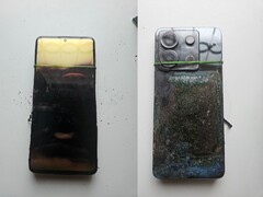 Fotos frontal e traseira do Redmi Note 13 Pro explodido (Fonte da imagem: Sri Varshan; editado)