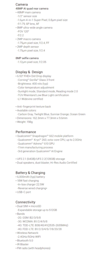 Xiaomi Redmi 9T - Especificações. (Fonte da imagem: Xiaomi)