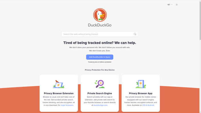 DuckDuckGo - página inicial a partir de fevereiro de 2023 (Fonte da imagem: Própria)