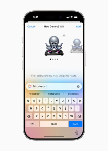 interface do iOS Genmoji com um emoji 