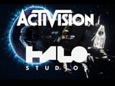 Logotipos da Activision e da Halo Studios exibidos