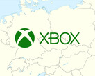 Mapa da Europa Central com o logotipo do Xbox (Fonte da imagem: Microsoft Gaming, Wikimedia Commons: Dados do World Data Base II com edições)