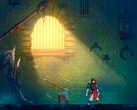 Captura de tela do Dead Cells Steam com o personagem parado sob o raio de sol em uma cela de prisão