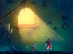 Captura de tela do Dead Cells Steam com o personagem parado sob o raio de sol em uma cela de prisão
