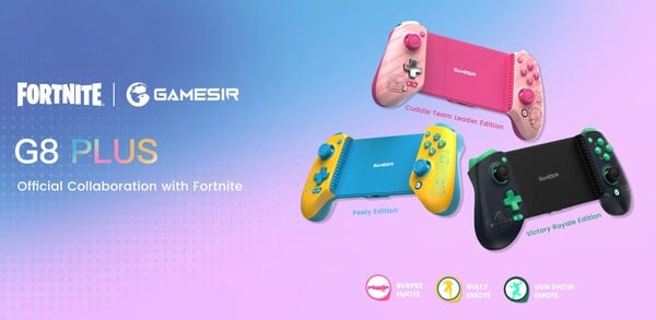 Os controles GameSir G8 Plus Fortnite Edition vêm com emotes gratuitos.