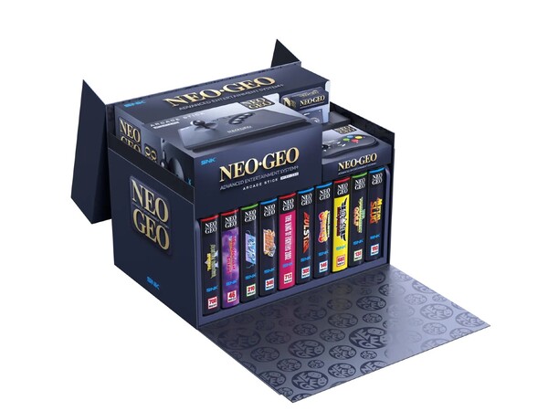 O NeoGeo AES+ Ultimate Edition inclui 10 cartuchos de jogos.