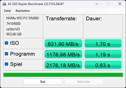 Referência de cópia AS SSD