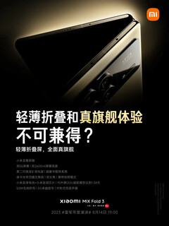 A Xiaomi divulga o Mix Fold 3 antes de seu lançamento. (Fonte: Xiaomi via Weibo)
