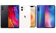 Enquanto o iPhone 12 Mini é &quot;mini&quot;, o Xiaomi Mi 8 SE e o 9 SE são mais &quot;de bolso&quot;. (Fonte da imagem: Xiaomi/Apple - editado)