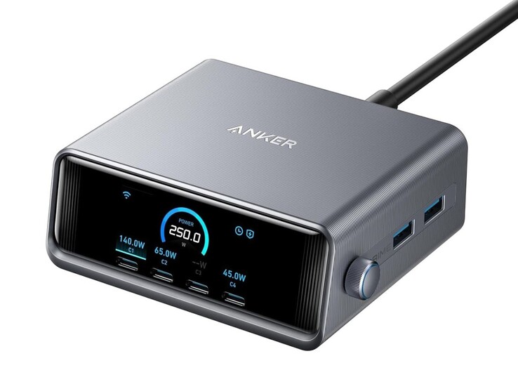 O carregador original Anker Prime Charger (250 W, 6 portas, GaNPrime)