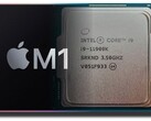 O chip Apple M1 está realmente alcançando o Intel Core i9-11900K no gráfico de desempenho de uma única linha do PassMark. (Fonte da imagem: Apple/Intel - editado)