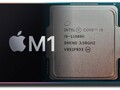 O chip Apple M1 está realmente alcançando o Intel Core i9-11900K no gráfico de desempenho de uma única linha do PassMark. (Fonte da imagem: Apple/Intel - editado)
