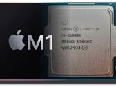 O chip Apple M1 está realmente alcançando o Intel Core i9-11900K no gráfico de desempenho de uma única linha do PassMark. (Fonte da imagem: Apple/Intel - editado)