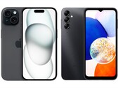 O Samsung Galaxy A14 foi o smartphone Android mais popular em 2023. (Imagem: Apple / Samsung)