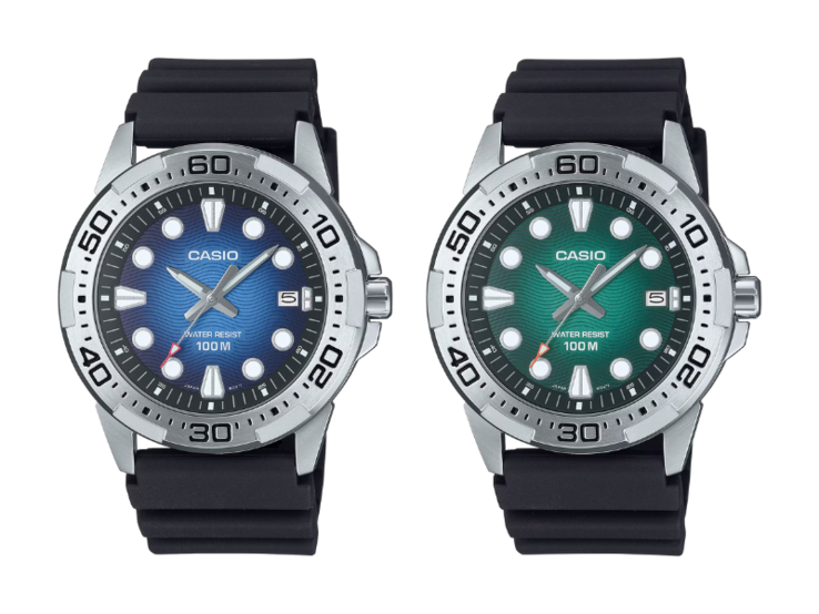 Da esquerda para a direita: os relógios Casio Marine Sports MTD-140-2AV e MTD-140-3AV. (Fonte da imagem: Casio, editado)