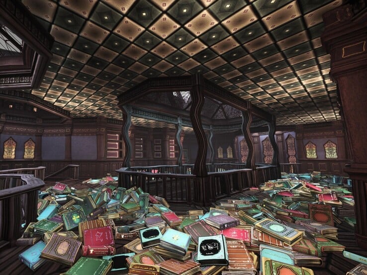 Se cada livro tiver de ser colocado de volta individualmente, arrumar a viela mágica pode levar bastante tempo. (Na imagem: uma captura de tela de Cluttermancer: Tidy Up the Nightmare Alley.)