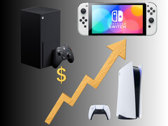 Aumentos de preços do Xbox, Switch e PS5 mostrados em um gráfico (Fonte da imagem: Xbox Gaming, Sony PlayStation, Nintendo of America com edições)