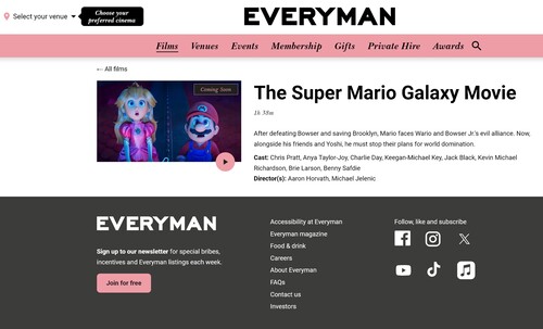Everyman Cinema The Super Mario Galaxy Descrição do filme
