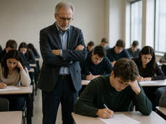 As notas médias da prova final de economia na Universidade de Brown caíram drasticamente em relação às provas intermediárias realizadas em casa.