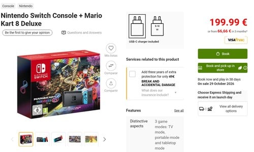 Pacote Nintendo Switch com Mario Kart 8 Deluxe na Fnac em destaque