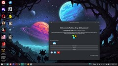 Desktop Linux Xray_OS baseado em Arch com assistente Tolitica (Fonte da imagem: Xray_OS no SourceForge)
