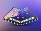 Renderização de um iPhone dobrável, que supostamente apresenta uma tela interna de 7,8 polegadas com uma câmera sob a tela. (Fonte da imagem: 9to5Mac)