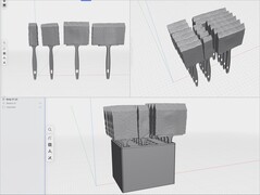 modelos 3D das escovas de espuma de diferentes tamanhos com um organizador projetado no Shapr3D