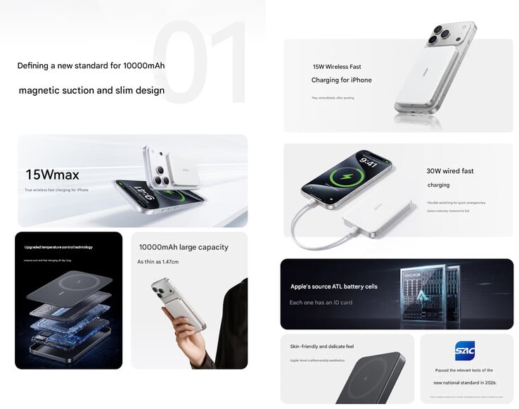 Principais destaques do power bank Air+ de 10.000 mAh (tradução automática)