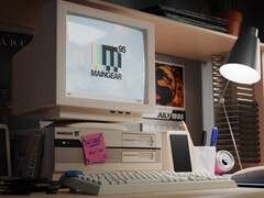 O PC para jogos pré-construído Maingear Retro95 em um desktop (Fonte da imagem: Maingear PR)