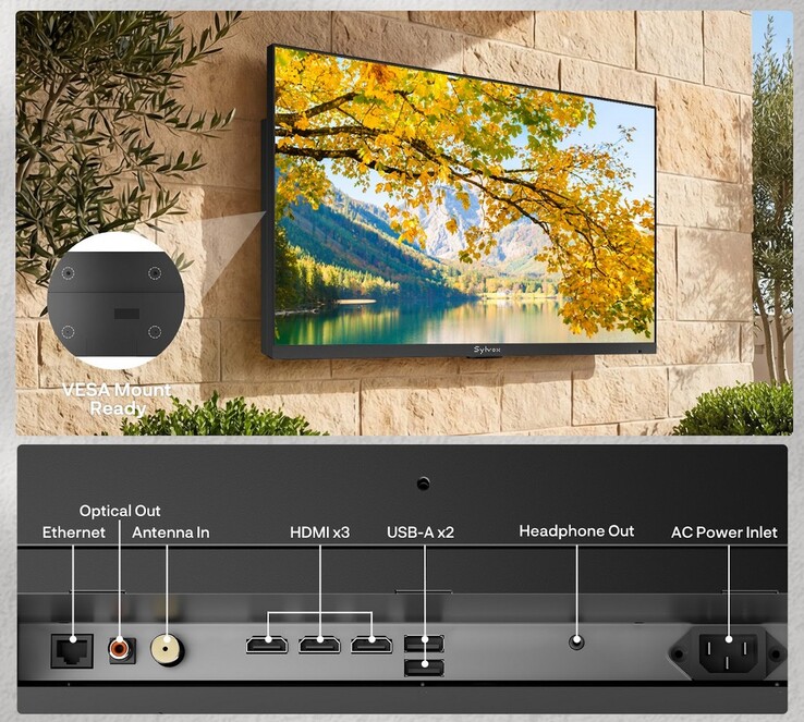 Conectores da série Sylvox Frameless Outdoor TV. (Fonte da imagem: Sylvox)