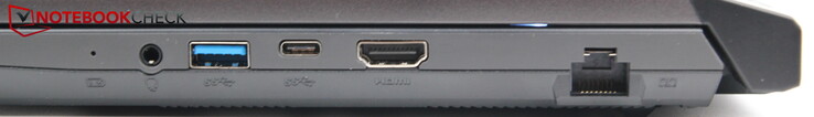 Certo: LAN, HDMI, USB-C 3.0, USB-A 3.0, porta de áudio