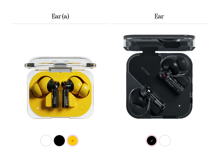 O Nothing Ear e o Ear (a) vêm em 2 a 3 cores. (Fonte: Nothing)