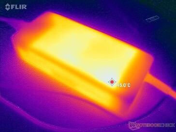 O adaptador AC atinge mais de 45 C quando sob carga por longos períodos