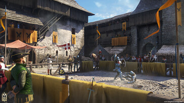 Uma imagem do jogo Kingdom Come: Deliverance mostrando uma batalha entre cavaleiros. (Fonte da imagem: Steam)