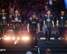 A formação da equipe MongolZ (foto) na cerimônia de abertura do Blast Major em andamento em Austin. (Fonte da imagem: HLTV)