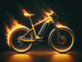Incêndios em bicicletas elétricas podem ocorrer durante o carregamento da bateria, mas também durante o armazenamento (imagem simbólica: Dall-E / AI)