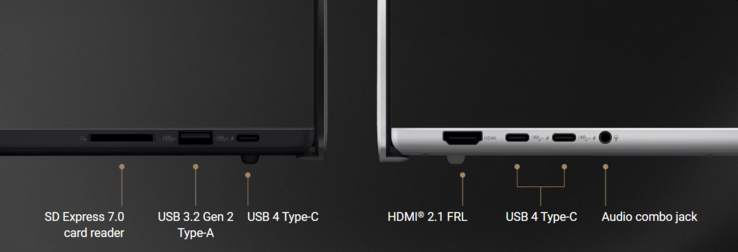 Portas e opções de conectividade do Asus ProArt P16